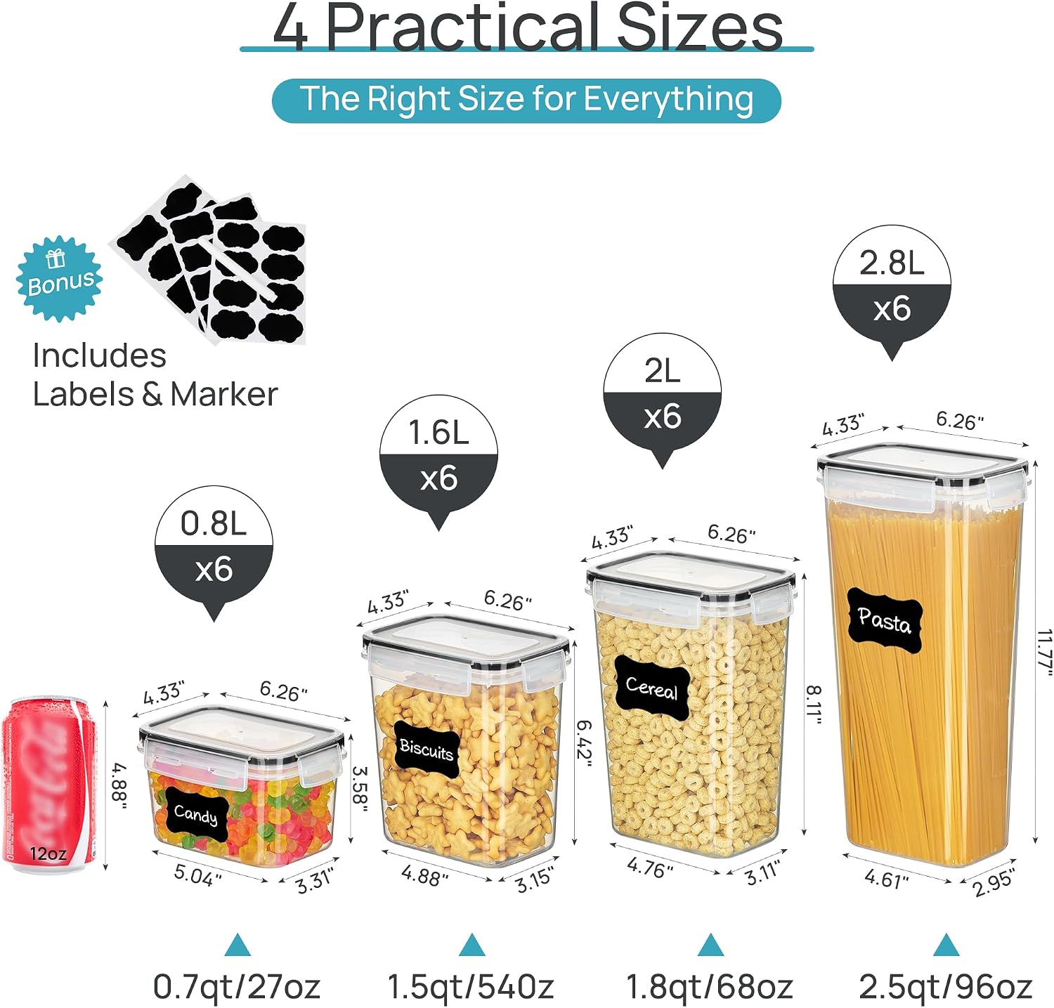 Vtopmart Airtight Food Storage - đánh giá và giá Food Snacks Label