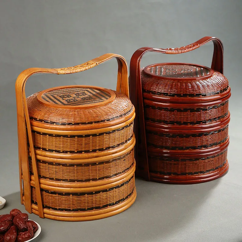 Bamboo Picnic Basket with Lid  - đánh giá và giá Food Snacks Hamper