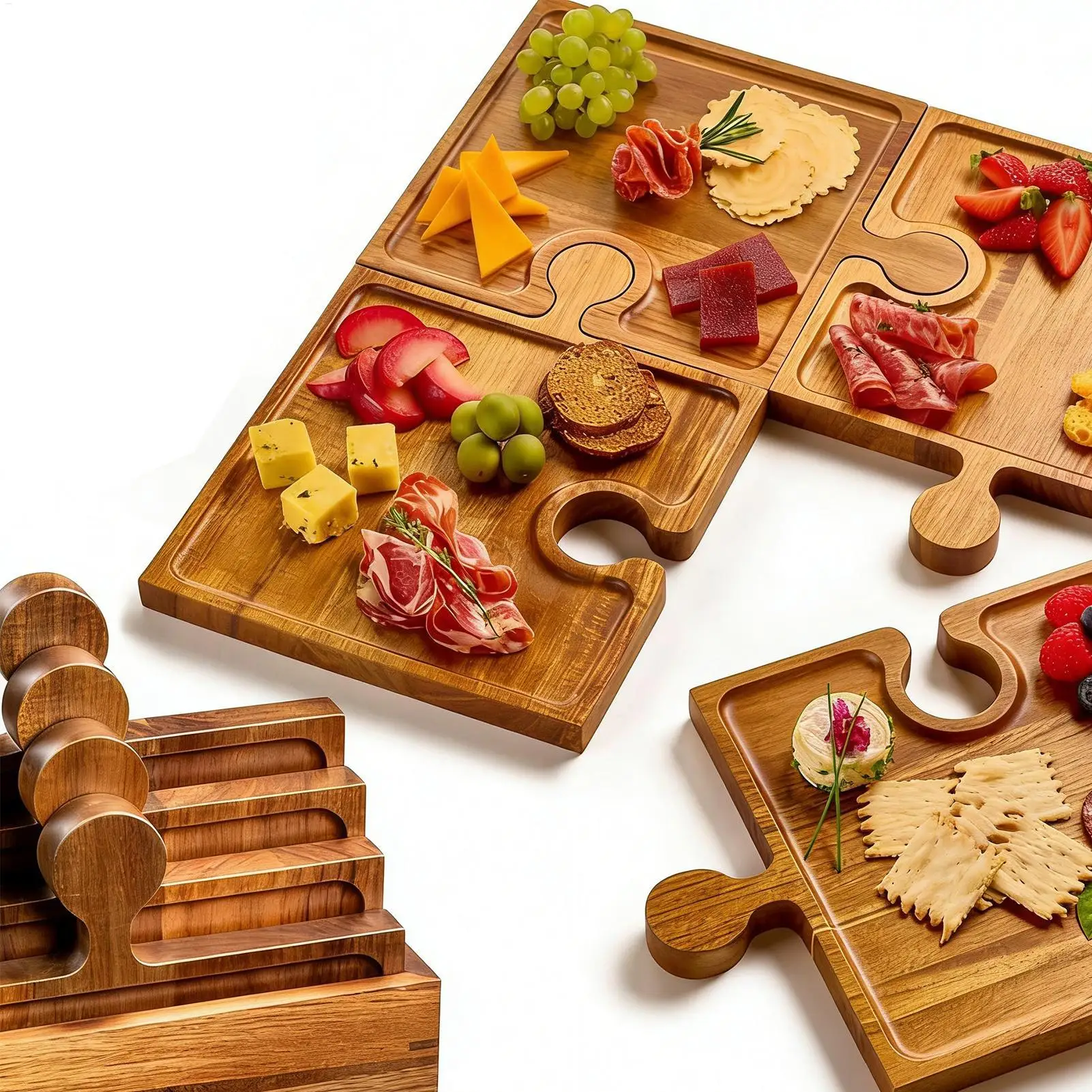 Puzzle Food Display Tray Woode - đánh giá và giá Food Platter Snacks