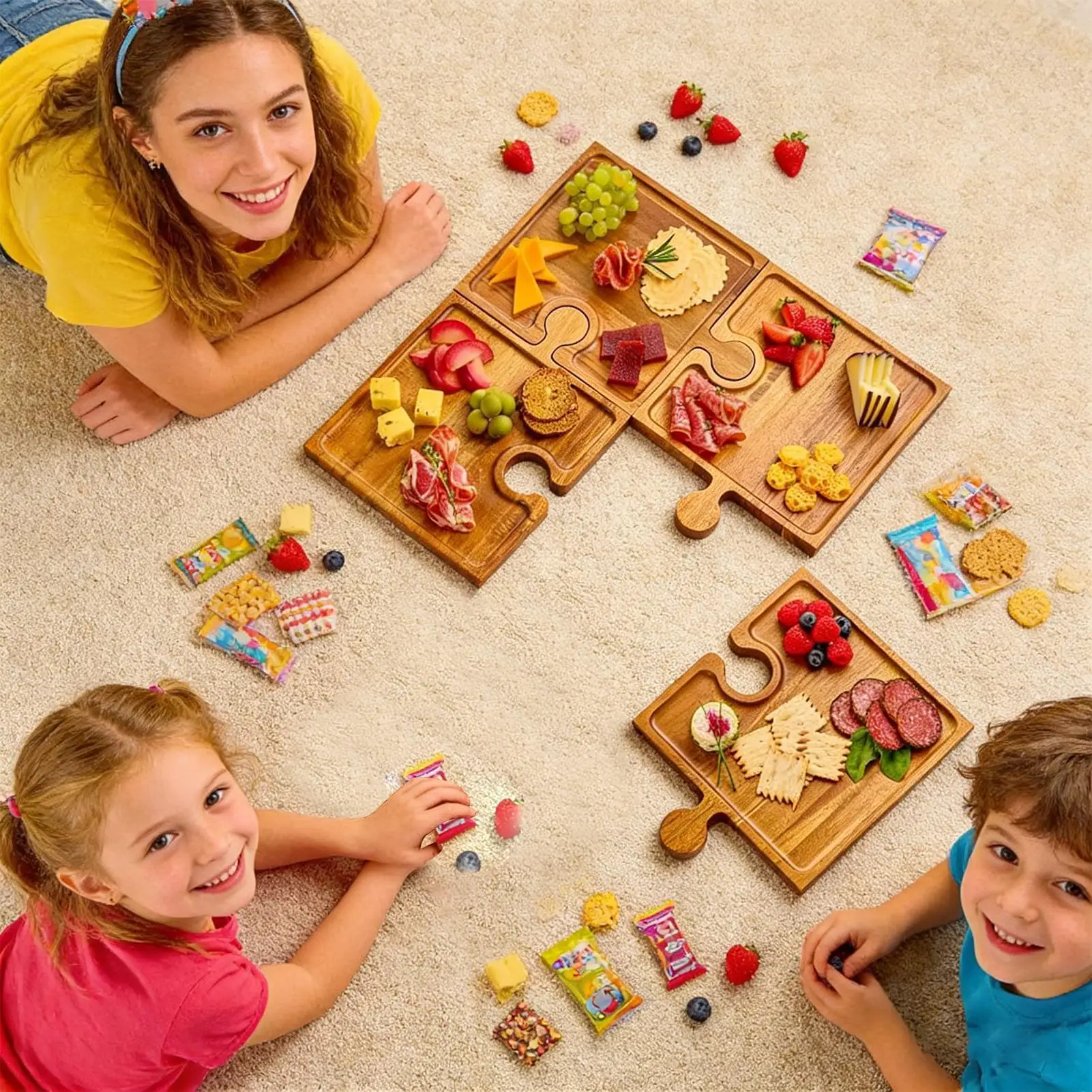 Puzzle Food Display Tray Woode - đánh giá và giá Food Platter Snacks