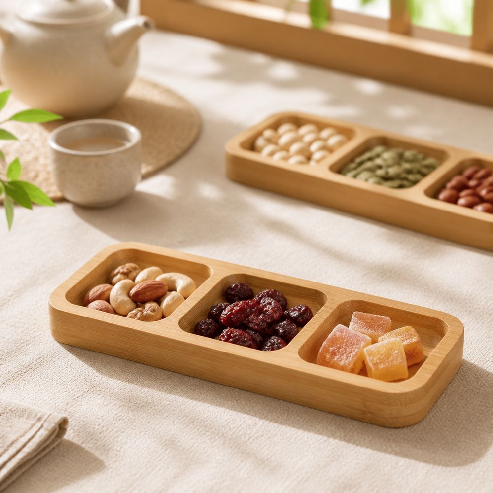 Natural Bamboo Divided Snack S - đánh giá và giá Food Platter Snacks