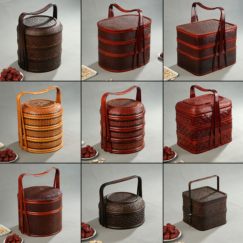 Bamboo Picnic Basket with Lid  - đánh giá và giá Food Snacks Hamper