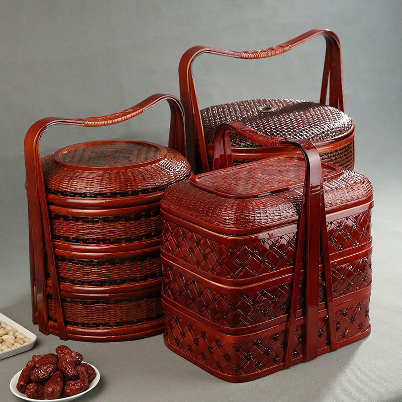 Bamboo Picnic Basket with Lid  - đánh giá và giá Food Snacks Hamper