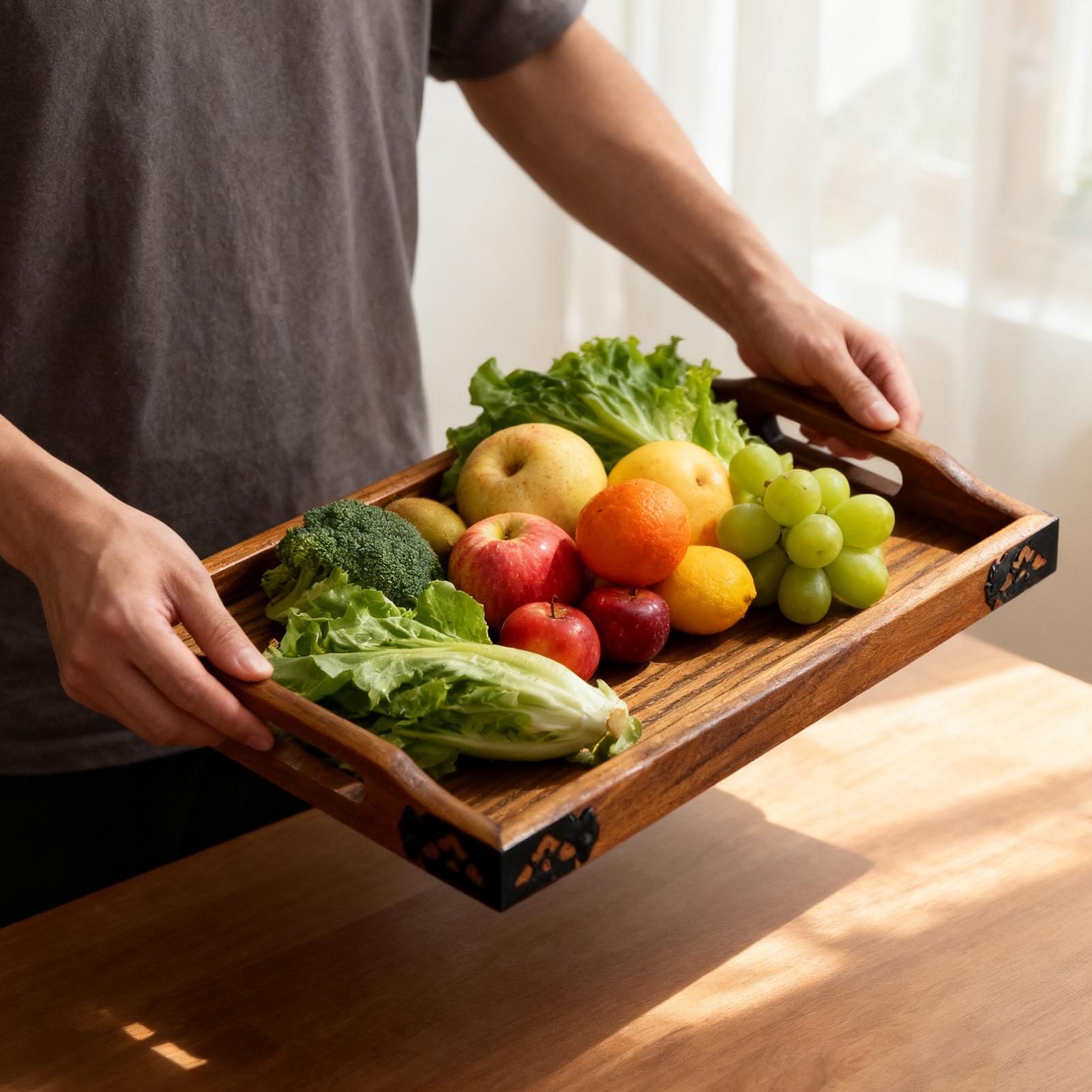 Wooden Serving Tray with Handl - đánh giá và giá Food Platter Snacks